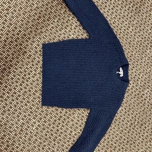 Apiece Apart Navy Ribbed Crewneck Sweater